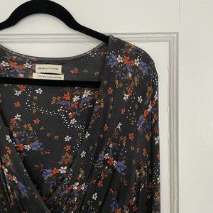 UO Taran Smocked Surplice V Neck Top